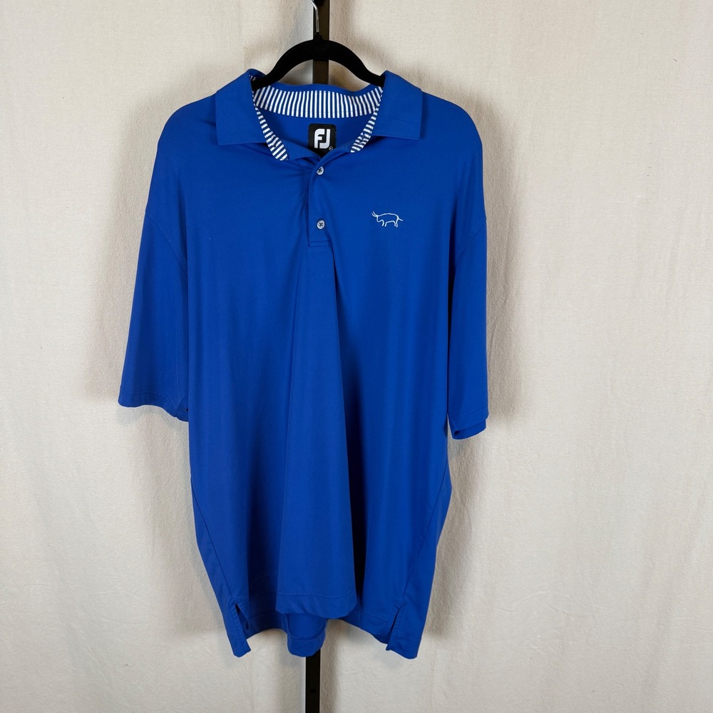 FootJoy Gozzer Ranch Golf Polo Shirt Mens XL Blue Stretch Performance SS